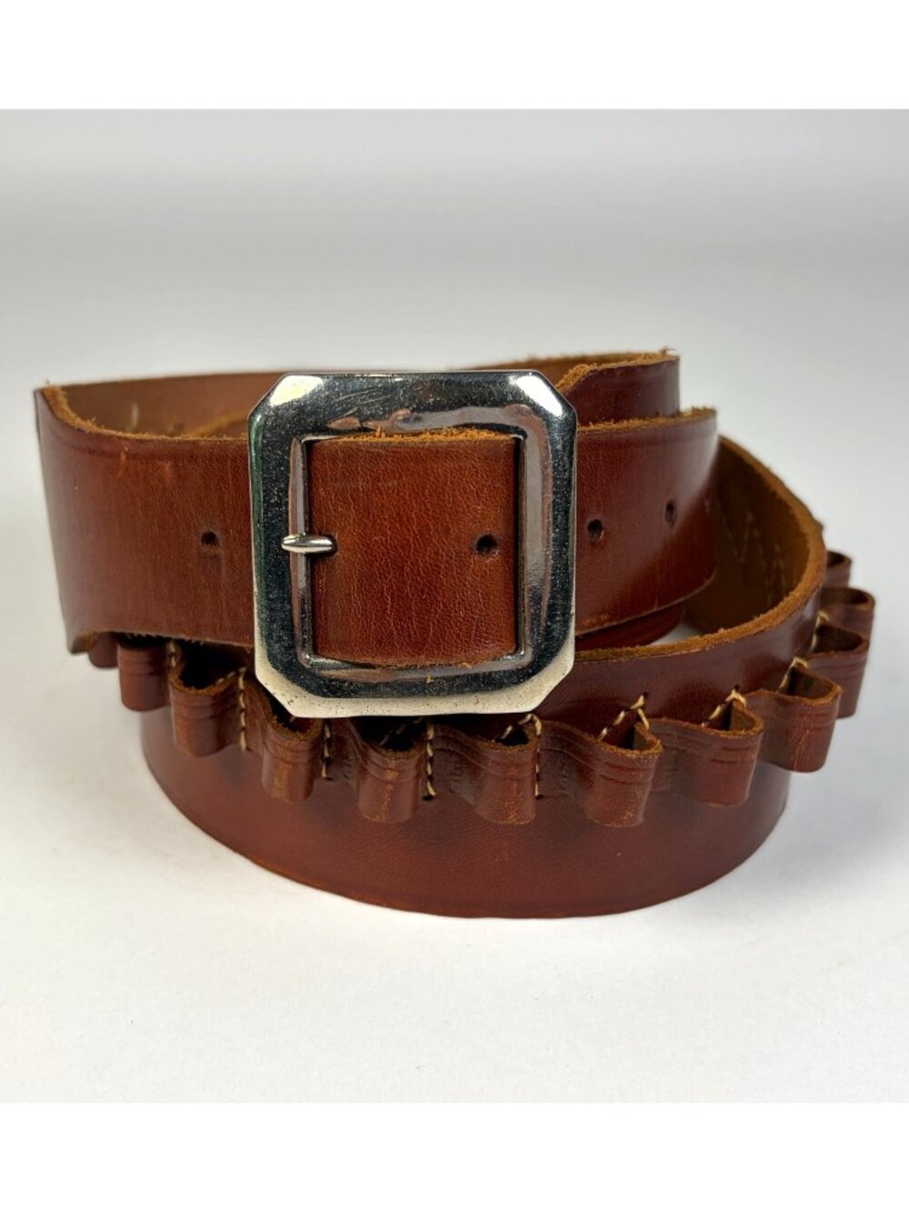 Vintage Red Head Leather Ammo Belt 35 Cartridge Loops North & Judd Buckle Vtg